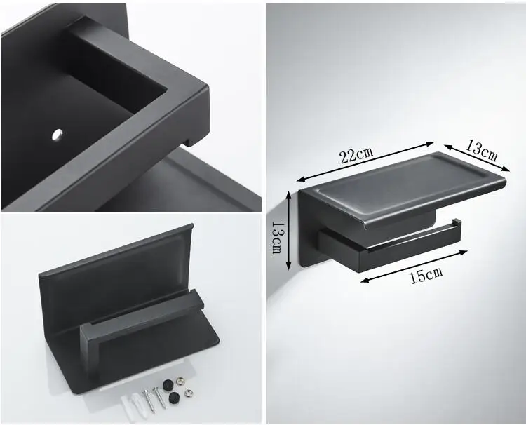 Аксессуары для ванной комнаты, набор, черный Бумага держатель, ванная комната угловая полка, Полотенца бар, Полотенца стеллаж для выставки товаров, держатель для туалетной щетки, крючки, станок и Ванная комната комплектующий набор