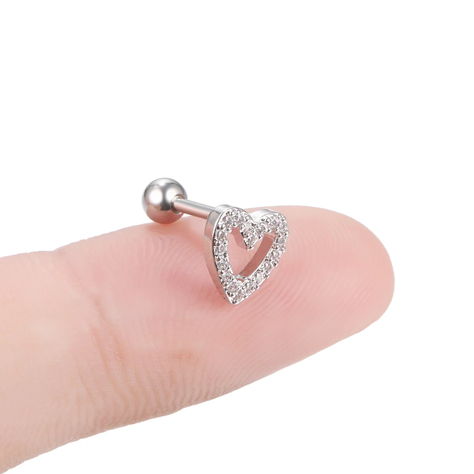 1PC Cross Star Moon Flower CZ Tragus Cartilage Piercings Ear Stud Helix Piercings Crystal Daith Rook Earrings Women Jewelry 16G