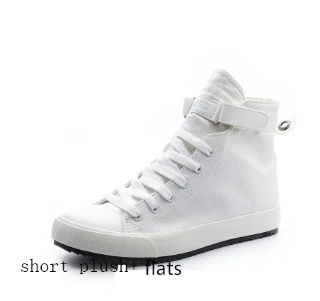 Black White High Top Sneakers Men Ankle Boots Comfort Leather Shoes Men Casual Trainers Elevator Shoes for Men Flats 3cm 8cm 10