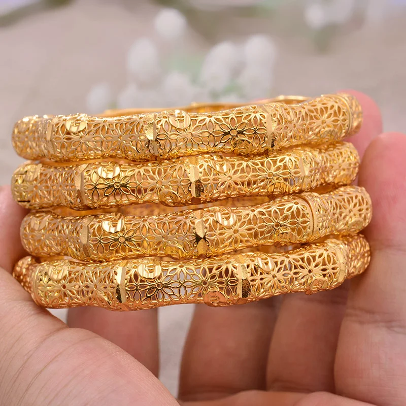 4pcs Dubai Gold Bangles Women Men 4pc 
