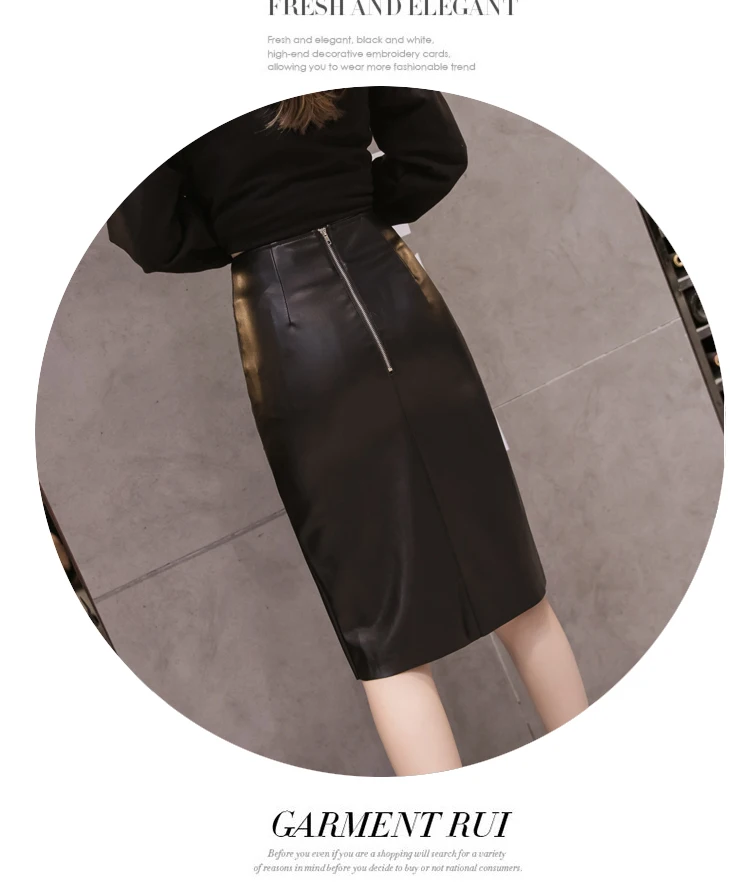 Pengpious/юбка из искусственной кожи с высокой талией, облегающая Черная Женская юбка из искусственной кожи с молнией сзади, облегающая юбка средней длины