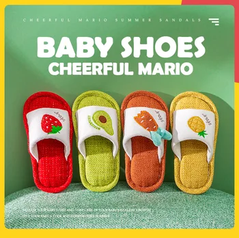 

ULKNN Kids Cotton Linen House Soft Slippers For Girls Boys Home Autumn Winter Linoleum Floor Board Lightweight Non Slip Flat PVC