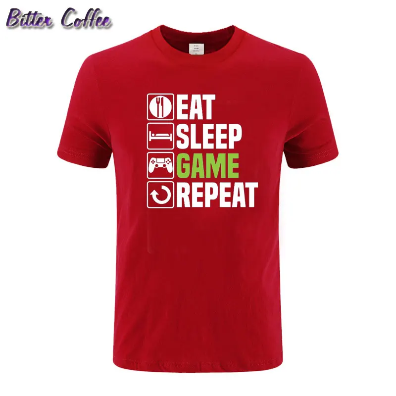 Eat Sleep игровая футболка Веселая геймерская Рождественская подарок на день рождения повседневные футболки с принтом