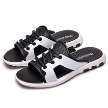 Спортивные летние мужские шлепанцы одежда, модные ювелирные изделия, с поперечным Ремешком толстый низ толстая подошва трендовые сандалии; sandalia masculina