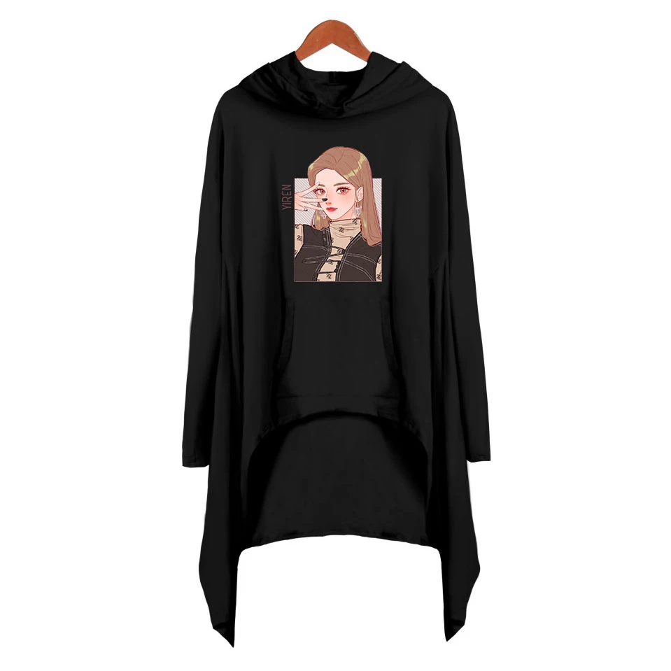 Everglow Kpop напечатаны Harajuku толстовки платье Новое крутое весеннее женское длинное платье с капюшоном Новое печатное Harajuku модное платье