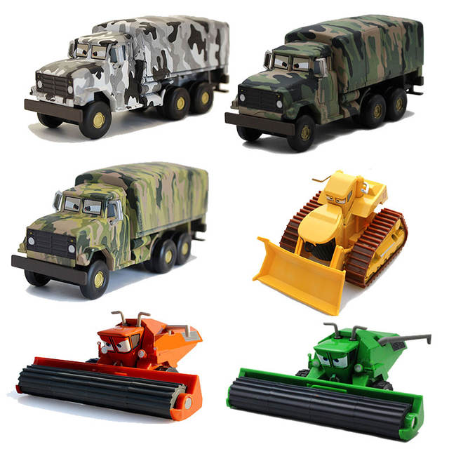 Disney Pixar Cars Bulldozer Green Frank Harvester Camouflage truck