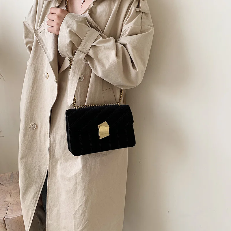 Luxury women clutch bag high quality velvet chain female designer shoulder Messenger bag evening package party small square bags