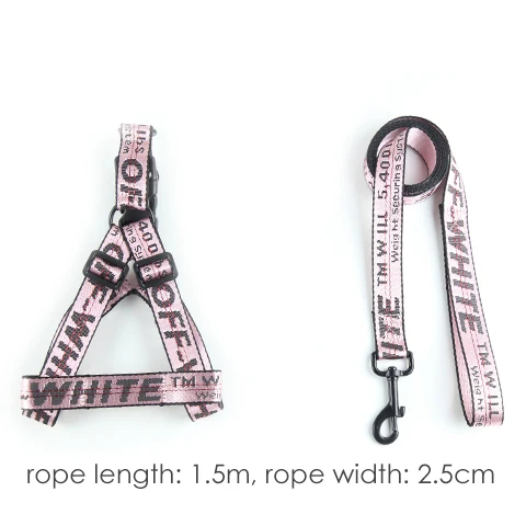 2pcs-pink Модный ошейник для собак с буквами, набор поводков 1,5 см, прочная нейлоновая веревка, поводок для французского бульдога, щенка, товары для животных, собак - Цвет: 2pcs-pink