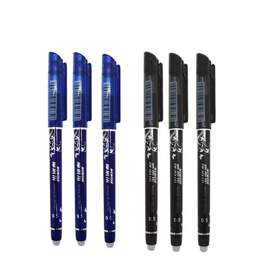Стираемая ручка, стираемая ручка, стираемая Шариковая ручка для школы, Студенческая ручка для письма, канцелярские принадлежности, 0,5 мм, синие чернила, заправка, 6 шт - Цвет: 3Pcs Blue 3Pcs black