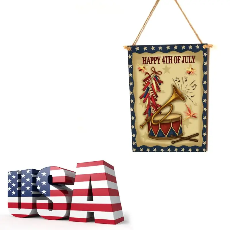 

Rustic Wooden Happy Happy 4th Of July Sign Plaque Independence Day Room Home Decor Collection Gift D08D
