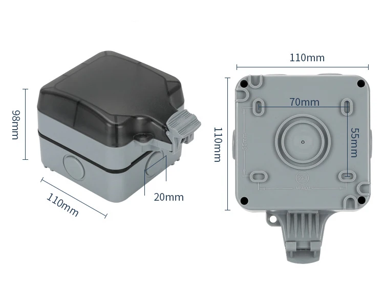 IP66 стандарт ЕС Великобритания Водонепроницаемый Открытый настенный USB разъем питания 15A один двойной электрический яркий выход Заземленный AC 110~ 250 В
