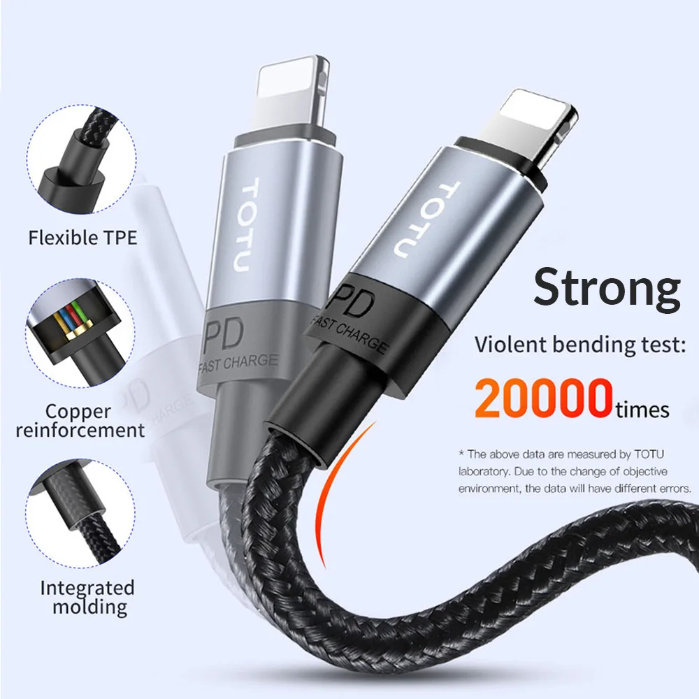 USB кабель TOTU PD 18 Вт с Type C на Lightning для iPhone XR 11 Pro Max 8 7 6 Plus PD18W|Кабели мобильных