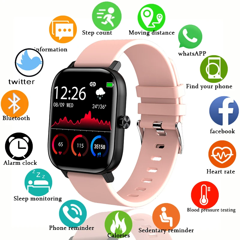 2020 New Color Screen Smart Watch Women Full Touch Fitness Tracker