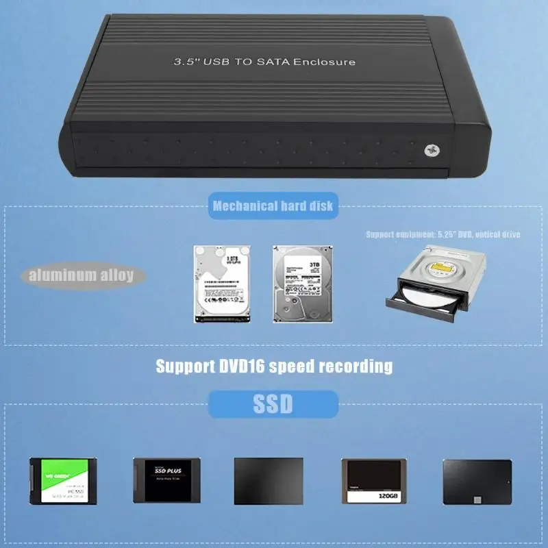 3," HDD SSD чехол USB 3,0 к usb type-B SATA жесткий диск коробка алюминиевый сплав Поддержка 8 ТБ адаптер Бесплатный внешний HDD диск