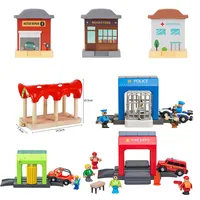 Wooden Train Track Station Parts Wooden Railway Accessories Car Toys Fit For All Brands Racing Tracks Educational Toys 1