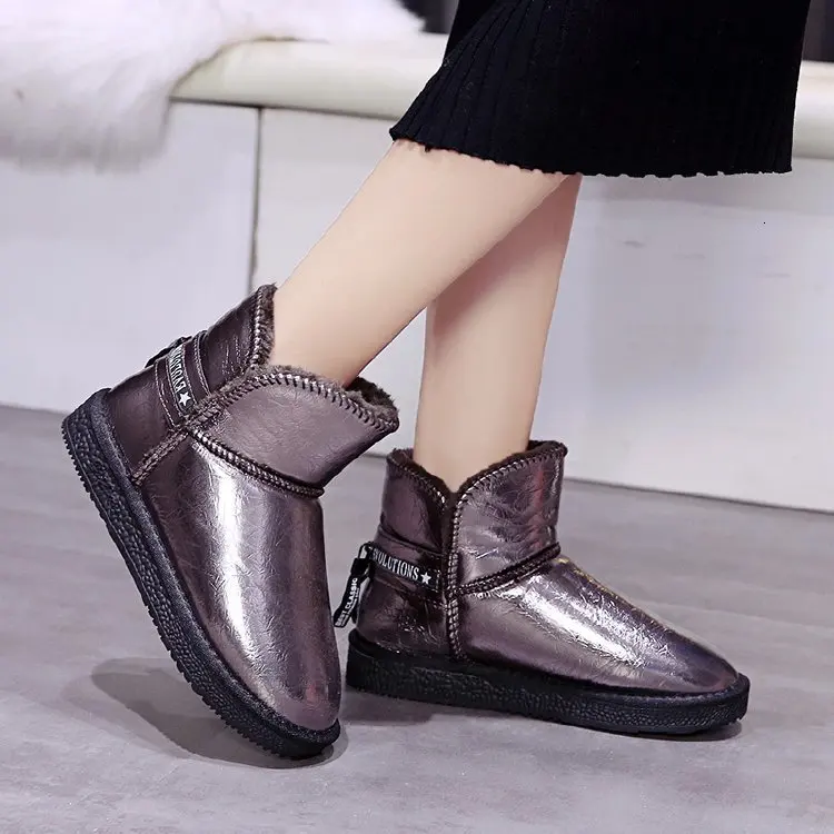Winter Woman Snow Boots Plush Warm Platform Ladies Shoes Genuine Leather Waterproof Fashion Basic Classic Women Ankle Boots