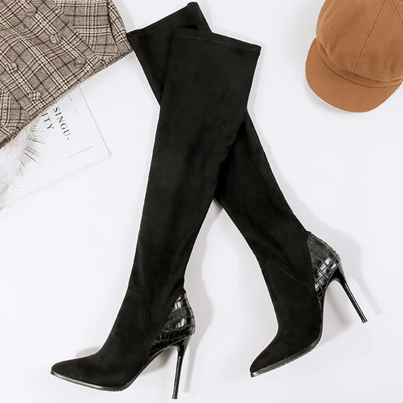 

2019 Sexy Party Boots Fashion Shoes Women Over the Knee Heels Boots Stretch Spring and autumn High Boots botas