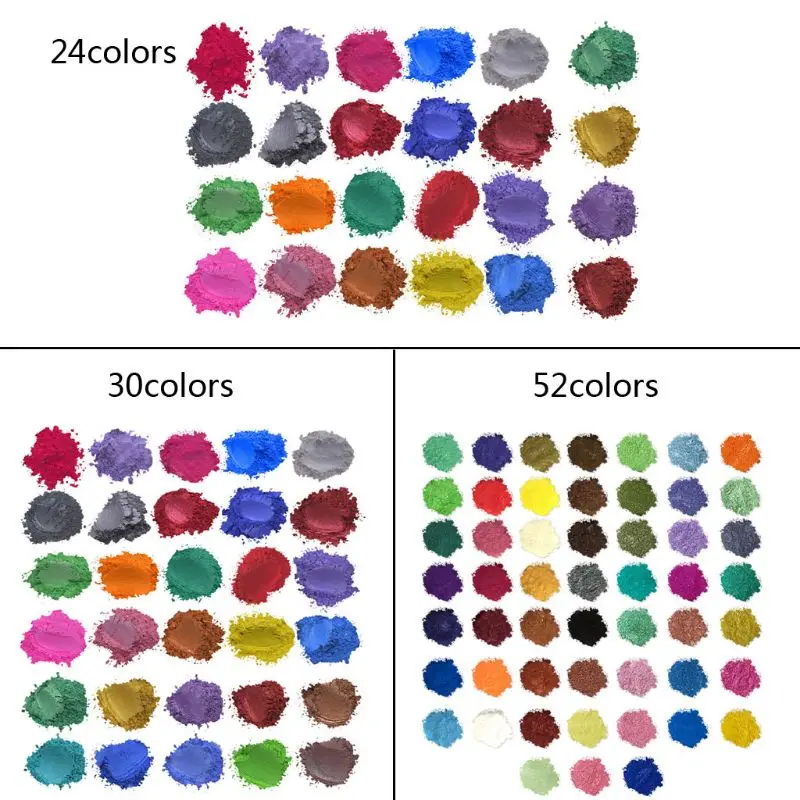 

52Color Mica Powder Pearlescent Pigment Resin Colorant Skin Safe DIY Resin Craft M68F