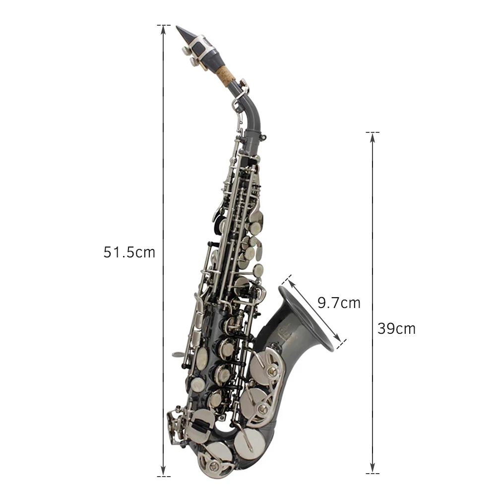 Bb сопрано саксофон Sax латунь черный никелированный с чехлом перчатки, Чистящая салфетка щетка Sax ремень щетка для мундштука набор