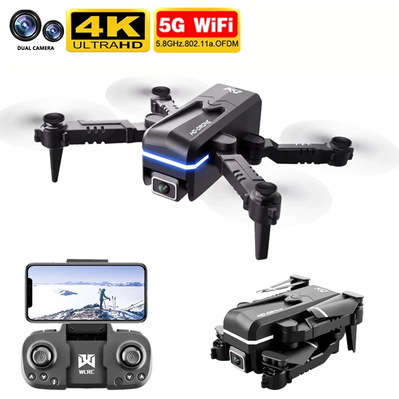 Nuevo KK1 Mini Drone 4K WiFi Fpv Cámara Dual de HD de presión de aire altura mantener plegable RC Quadcopter Drone juguete PK F11 Dron niños