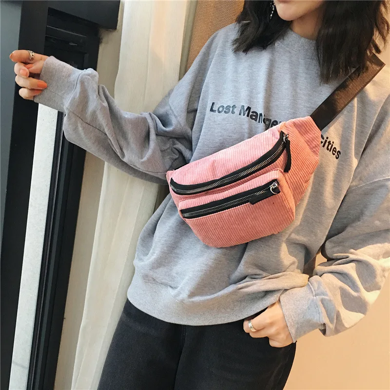 

Women Men Corduroy Waist Bag Ladies Designer Canvas Fanny Pack Fashion Street Money Phone Chest Banana Bag Bum Belt Bags 18