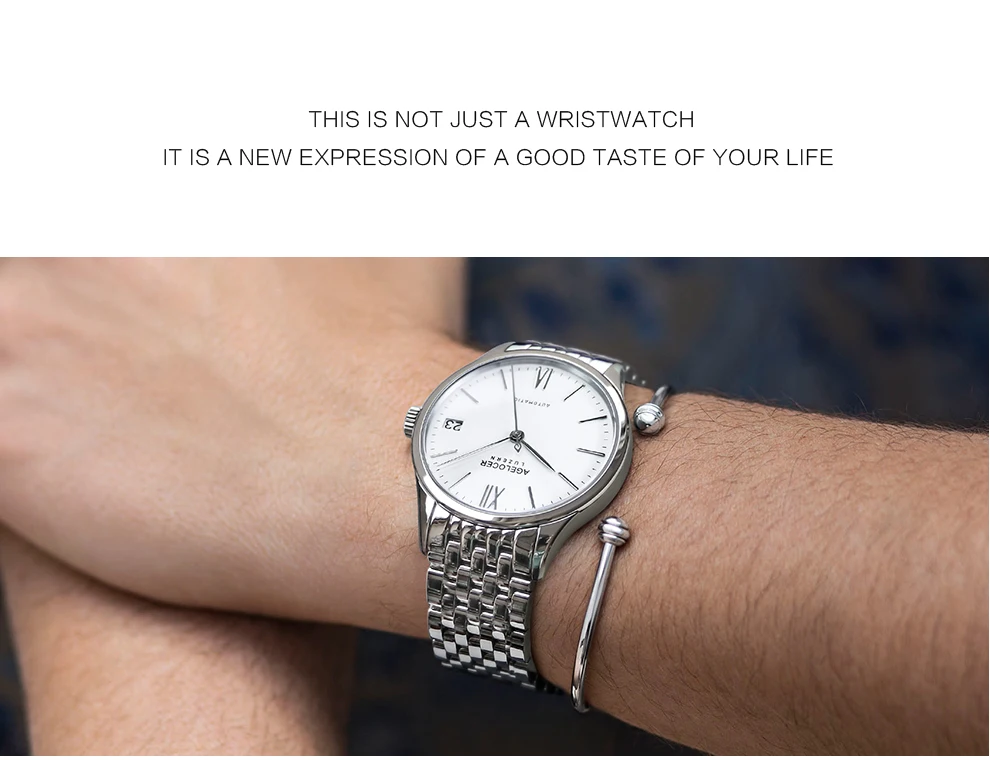 Agelocer Luxury Dress Watch Mechanical Automatic Watch Brands With Date Gold Rose Power Reserve Waterproof Wrist Watch 7073D9