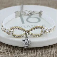 12 шт./лот письмо с подвеской из любовь, бесконечность, браслет для Женская мода ювелирные изделия в едином положении во время занятий легкой атлетикой masculina Браслеты mujer