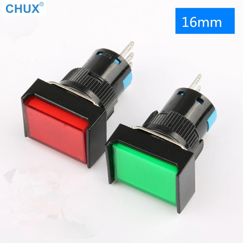 12V Momentary 5 Pin 16mm Push Button LED Light Self Locking Square Switch on/off 12V Momentary 5 Pin 16mm Push Button LED Light Self Locking Square Switch on/off