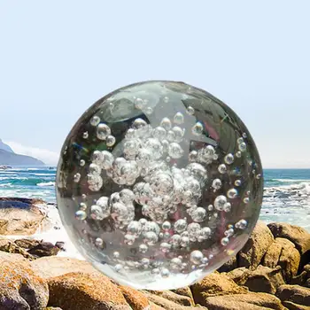 

30/40/50/60/80/100mm Clear Glass Paperweight Bubbles Ball Decorative Ornaments Fengshui Home Accessories
