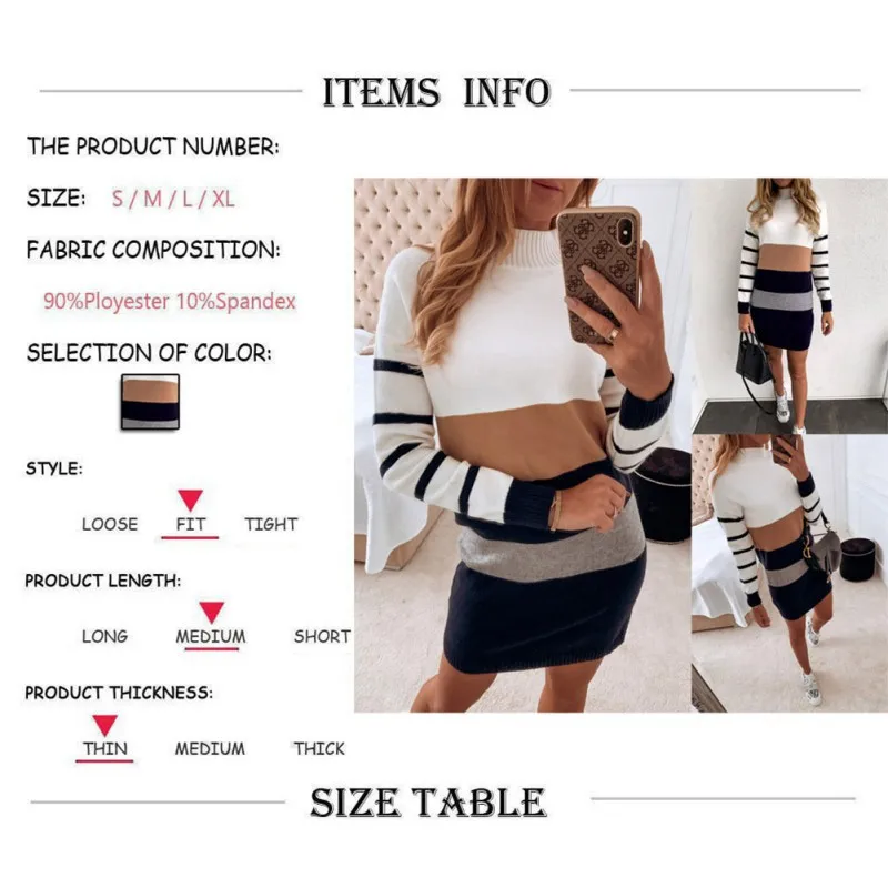 Зимний женский вязаный свитер с воротником-хомутом, повседневное мягкое платье с цветными полосками, с принтом, с длинным рукавом, сексуальное, дикое, темпераментное, тонкое платье