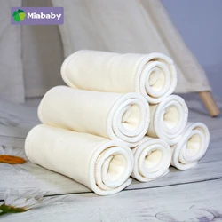 Miababy fralda de pano de cânhamo, 5 peças/10 peças, 3 camadas de cânhamo, inserção de fralda super macia para bebês, 35x13.5cm para fralda e capas de pano