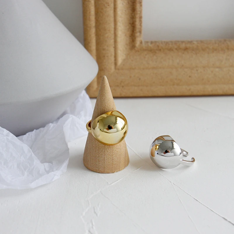 F.I.N.S уникальное корейское кольцо из стерлингового серебра S925 двухцветное глянцевое большое кольцо с шариками для женщин женское серебро 925 кольцо, украшение для костюма