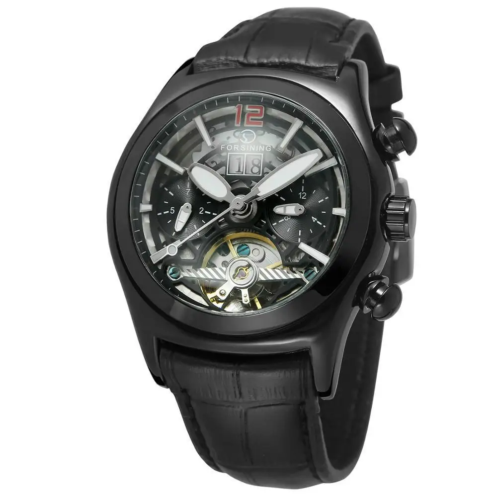 

Forsining Genuine Product Tourbillon Hollow out Automatic Analog Watch Fashion Casual Analog Watch Leather Strap Watch
