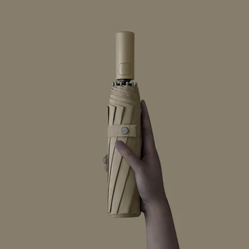 

Fully Automatic Uv Protection Folding Umbrella Large Men Black Coating Windproof Sun and Rain Umbrella High Quality Rain Gear L