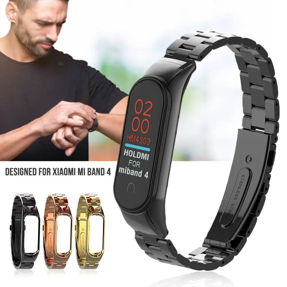 Подходит для xiaomi 4 браслет металлический ремешок одна эластичная застежка металлический корпус цвет сплошной три бусины
