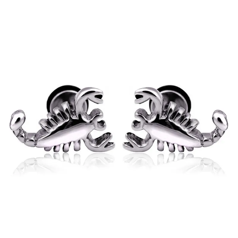 

Titanium Steel Scorpion Earpins for Men and Women Animal Unisex Casual Sporty Push-back Aretes De Mujer Modernos 2019 Silver