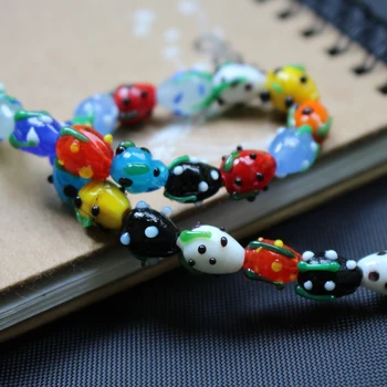 

18pcs 8mm Lovely Strawberry Lampwork Glass Beads Mix colors Loose beads For Earrring Necklace Bracelet Making DIY Accessoires
