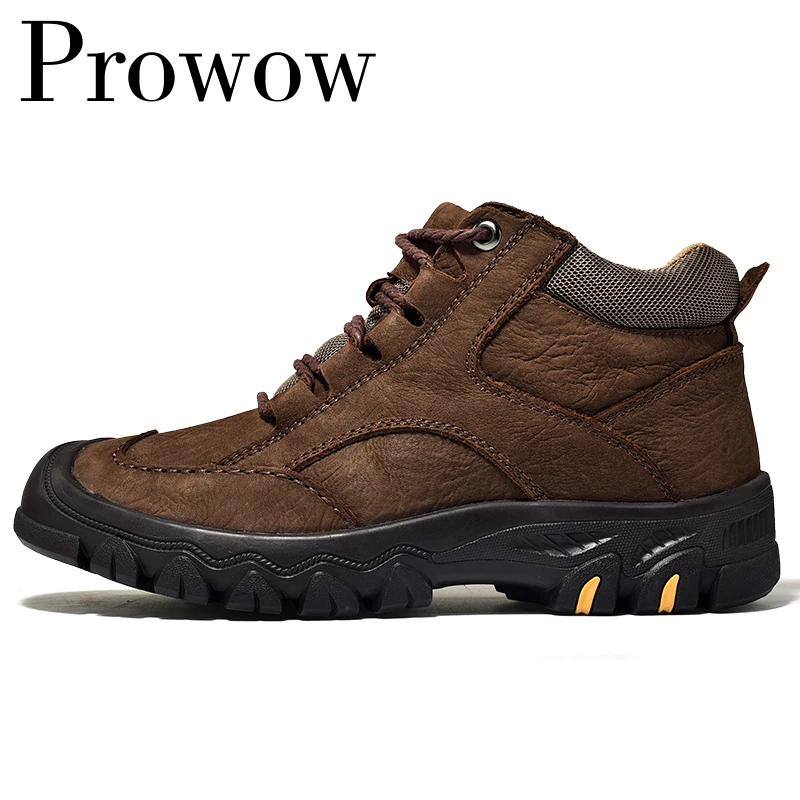 

Men Winter Boots Warm High Quality Waterproof Non-slip Cowleather Men Sneakers Outdoor Male Black Hiking Boots Tenis Hombre