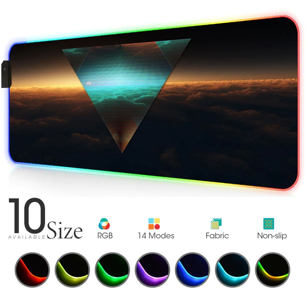 

Abstract geometric landscape RGB Mouse Pad Black Gamer Accessories LED MousePad Gaming PC Desk Play Mat with Backlit Mause Pad