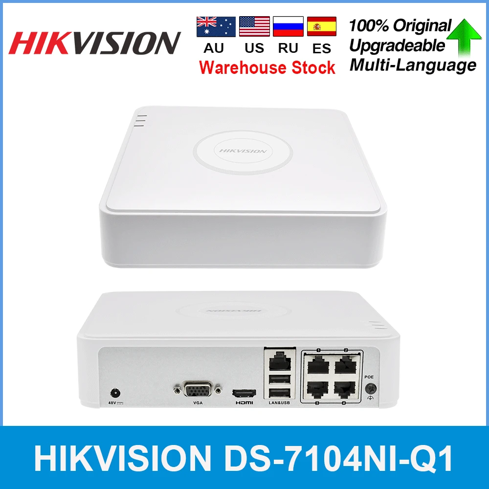 Hikvision оригинальный 4 канальный мини 1U сетевой видеорегистратор H.265 + до каналов и