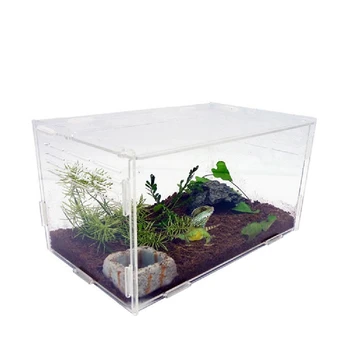 

Transparent Acrylic Reptile Box For Spiders Tortoise Sliding Box Insect Insect Terrarium Vents Lizard Box Breeding Small K7N1