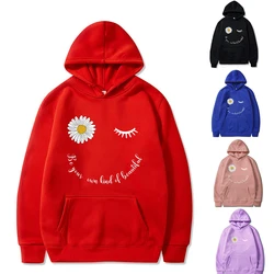 Sudadera con capucha para hombre, ropa que combina con todo, jersey de manga larga, sudadera con estampado de expresión de sonrisa y Bolsillo grande, primavera y otoño