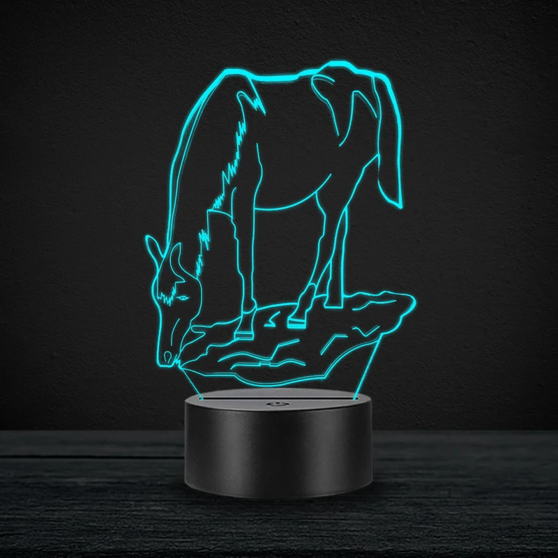 Новинка 3d лампа в виде животного лошади светодиодная USB ночной Светильник для