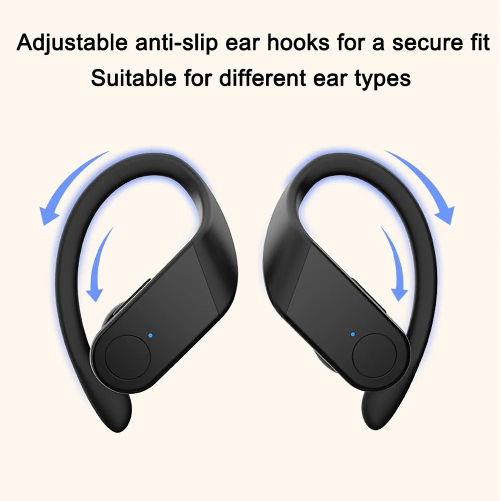 True TWS беспроводные наушники Bluetooth 5,0, спортивные наушники с Ушными крючками, водонепроницаемые наушники, Беспроводная зарядка, стерео гарнитура для телефона