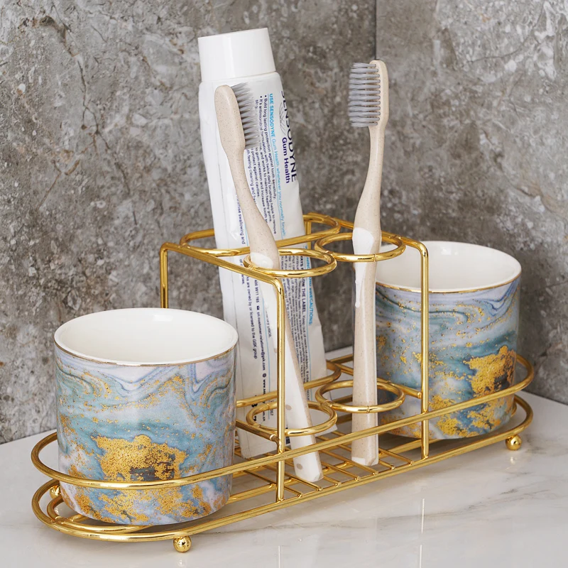 Tasse à brosse à dents, tasse à rince-bouche/12,3 oz/tasse à brosse à dents  en céramique, gobelet de salle de bain en porcelaine à motif peint