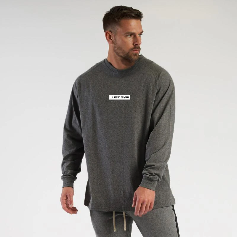 

Men Gyms Clothing 100% Cotton Autumn & Spring Fashion Casual Long Sleeve Tee Shirt Bodybuilding Tops Printed T-shirts