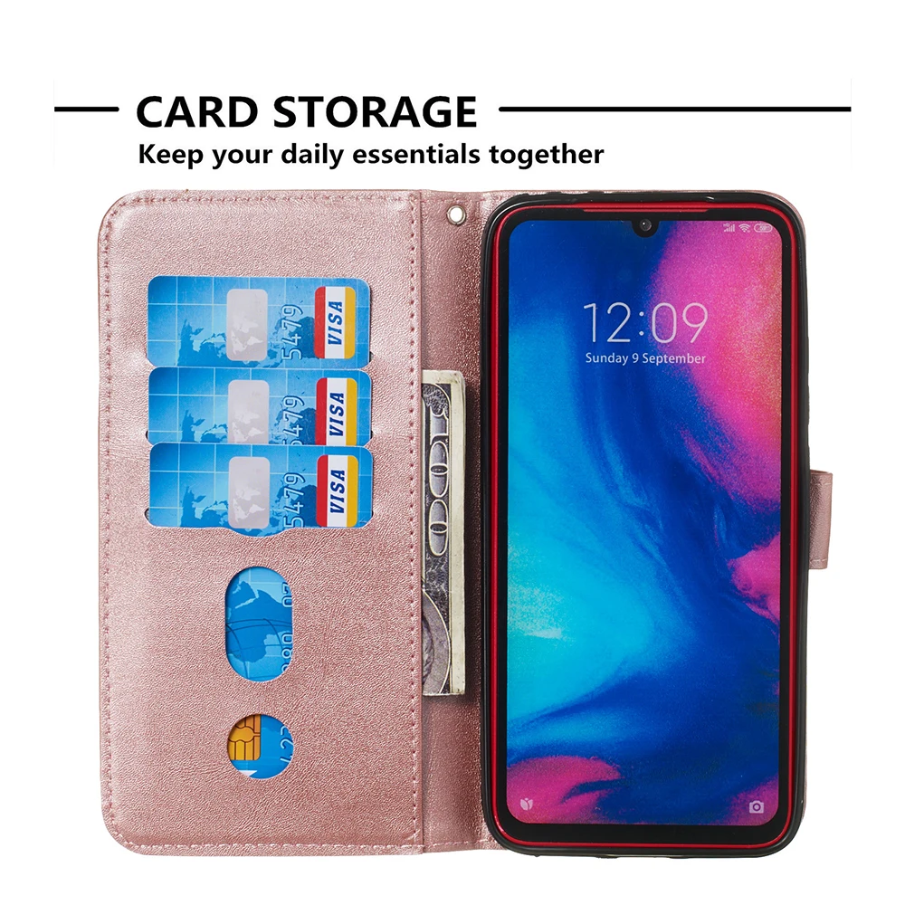 Кожаный чехол на молнии для Xiaomi redmi note 7/7 Pro роскошный, с отделением для карт держатель силиконовый чехол redmi note 7 флип-чехол