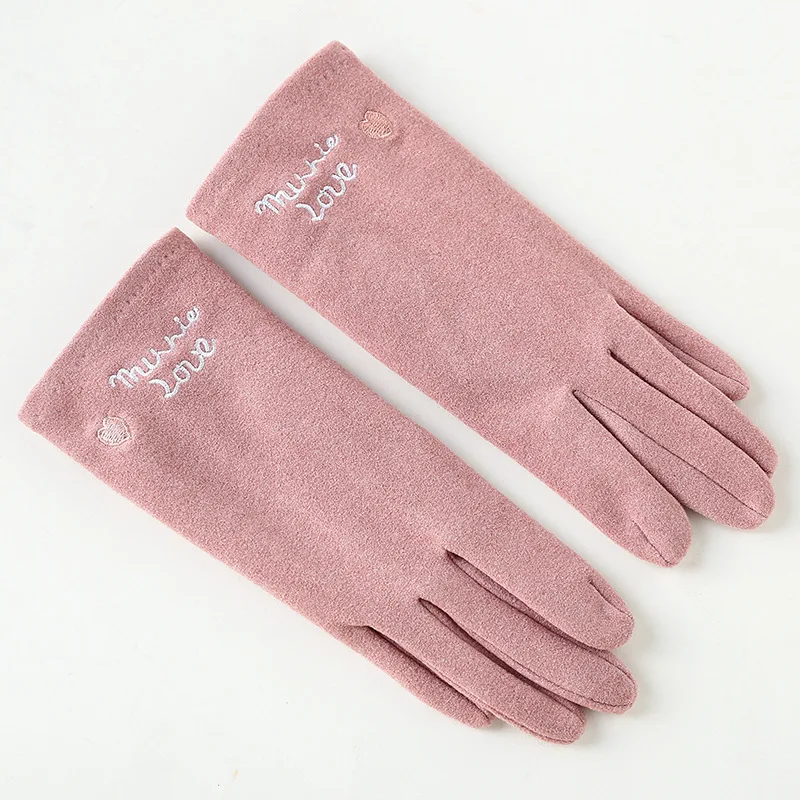 Pink H9916 простые женские перчатки Модные осень зима сенсорный экран теплые термальные варежки уличные тонкие для верховой езды Корейская девушка муфта - Цвет: Pink