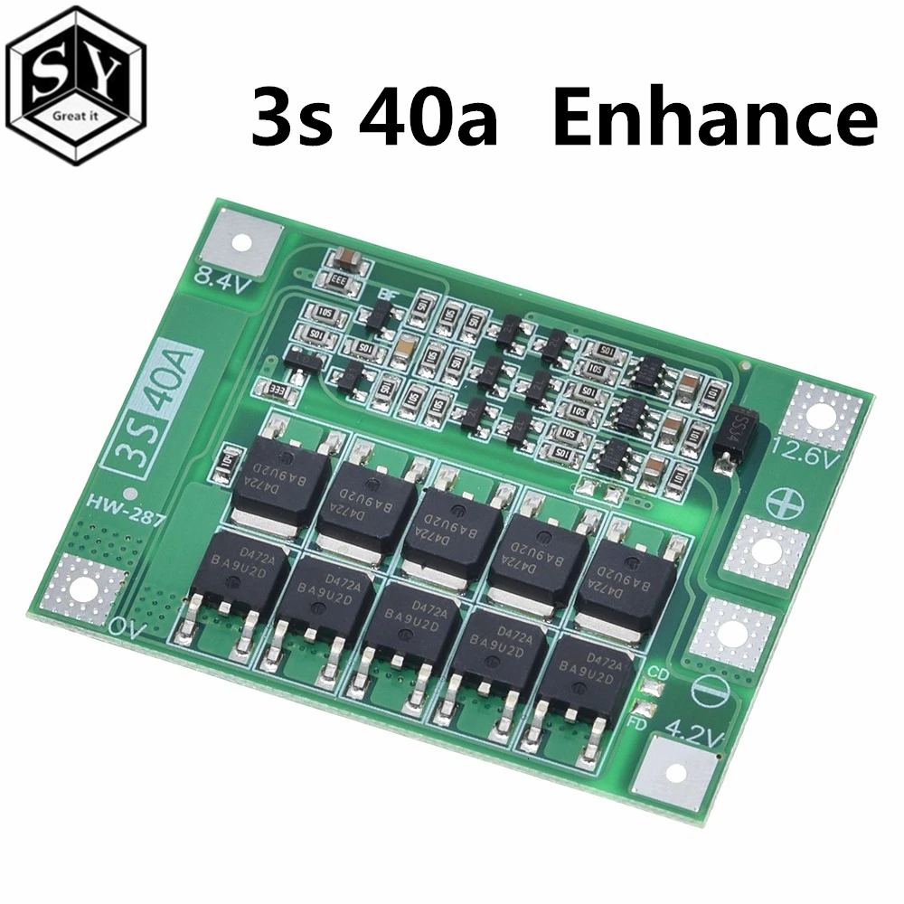 3 S/4S 40A 60A литий-ионный аккумулятор Защитная плата 18650 BMS для электродвигателя 11,1 V 12,6 V/14,8 V 16,8 V