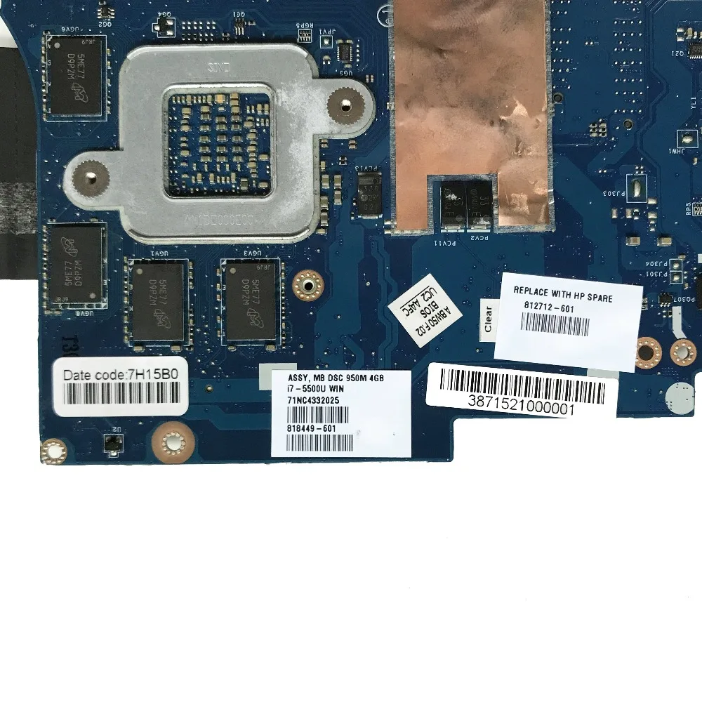 Для hp 15-AE серийная материнская плата для ноутбука 812712-601 812712-501 ABW50 LA-C501P с i7-5500U Процессор GTX950M GPU тестирование Быстрая